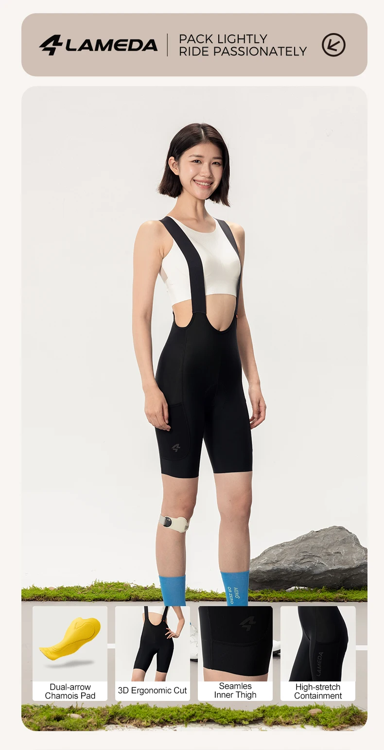 LAMEDA Radfahren Trägerhose Stoßdämpfung Gepolsterte Rennrad Shorts Reiten Radfahren Trägerhose Atmungsaktive Damen Sommer MTB Shorts – Detail 39