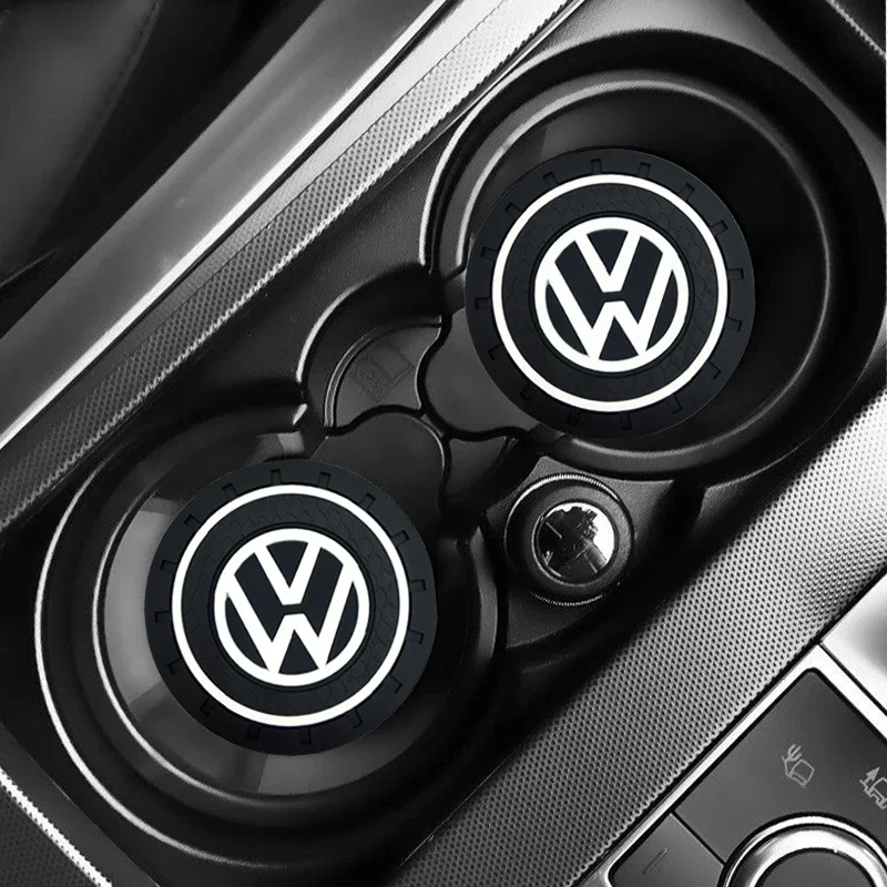 For Volkswagen CC Polo 6R Golf 4 5 6 7 MK7 MK4 MK6 B6 B8 2Pcs Car Anti Slip Coaster Anti-noise Water Cup Pad Cushion Car Styling view 6