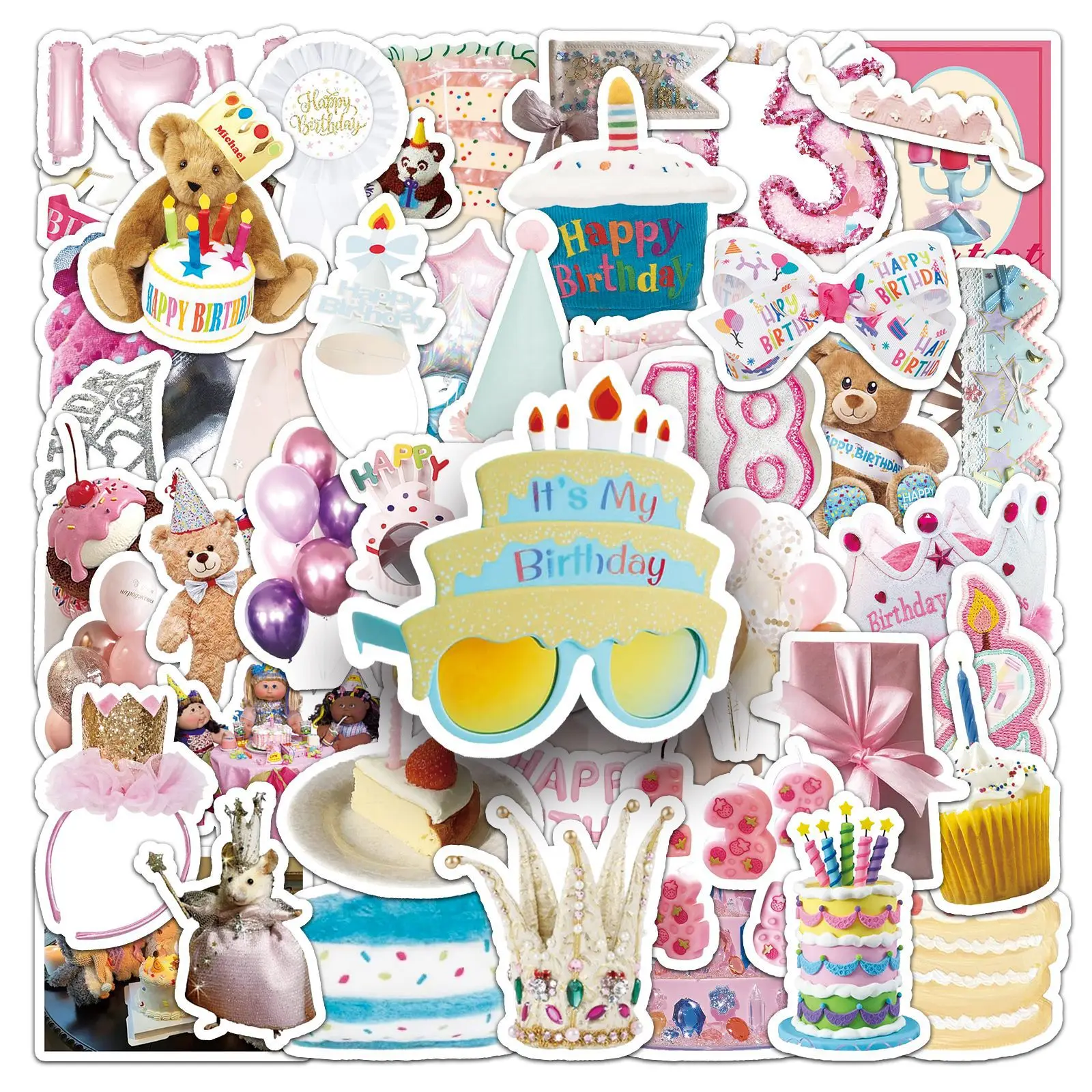 

10/50PCS INS Style Happy Birthday Creative Doodle Stickers Children's Toys Gifts Decorative Water Cups Suitcase Scrapbook Desk