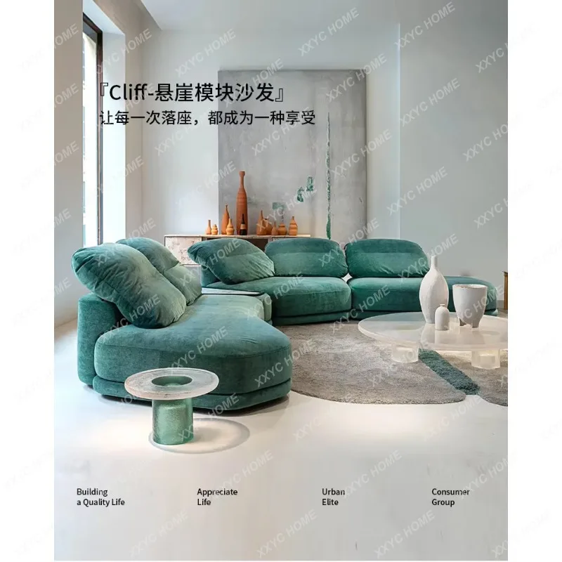 minimalism, sofa design, special-shaped high-end villa living room combination module fabric