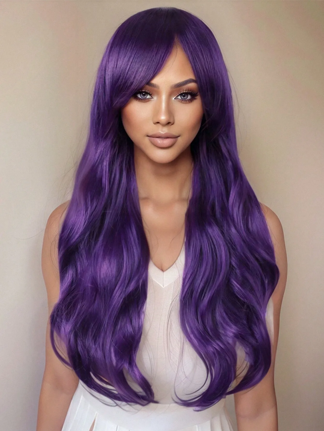 

Deep purple long curls paired with European-style big waves bid farewell to the synthetic fiber cosplay party of youth