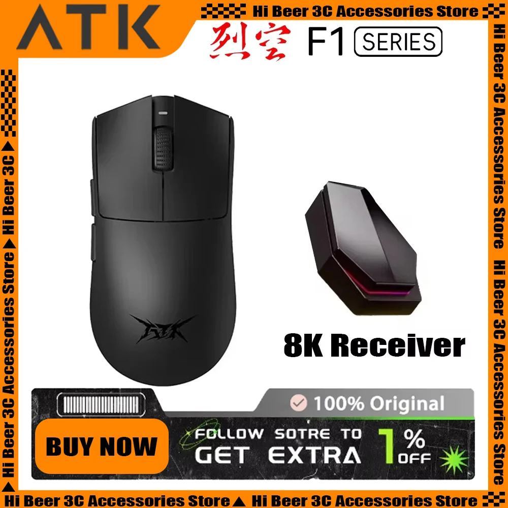 ATK Blazing Sky F1 Mouse Double 8K Liekong F1 PAW3950  FPS Wireless Gaming Mouse Smart Speed Lightweight Pc Gamer Office Gifts