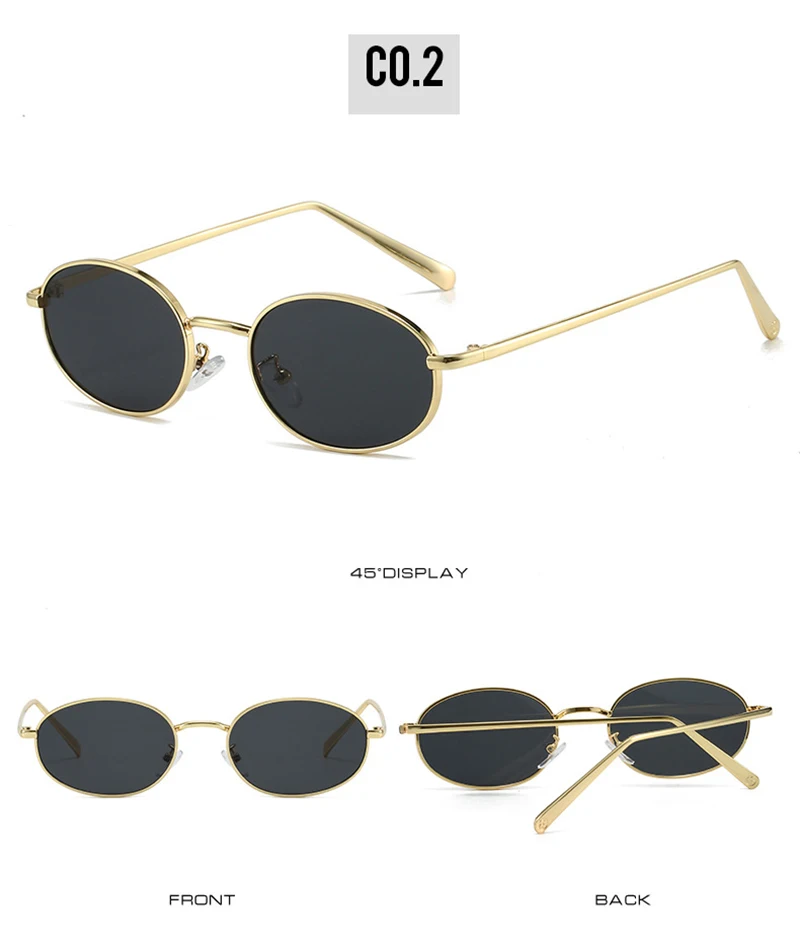 SHAUNA Retro Kleine Ovale Metallrahmen Frauen Sonnenbrille UV400 Männer Punk Sonnenbrille – Detail 8