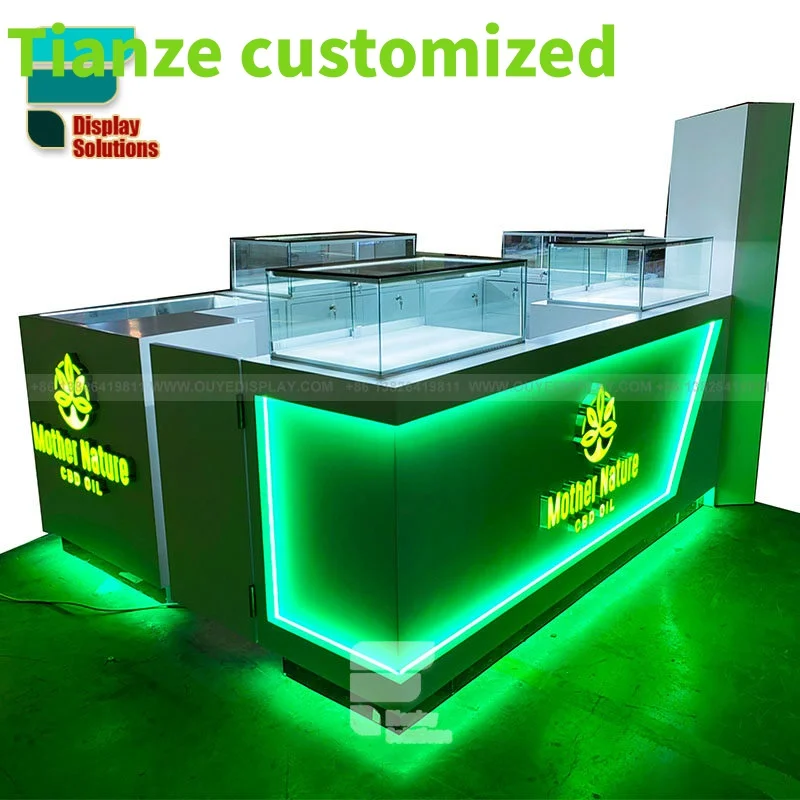 (Customized) custom mall kiosk smoke shop Smoke Shop store fixture high quality smoke shop showcase with LED lights