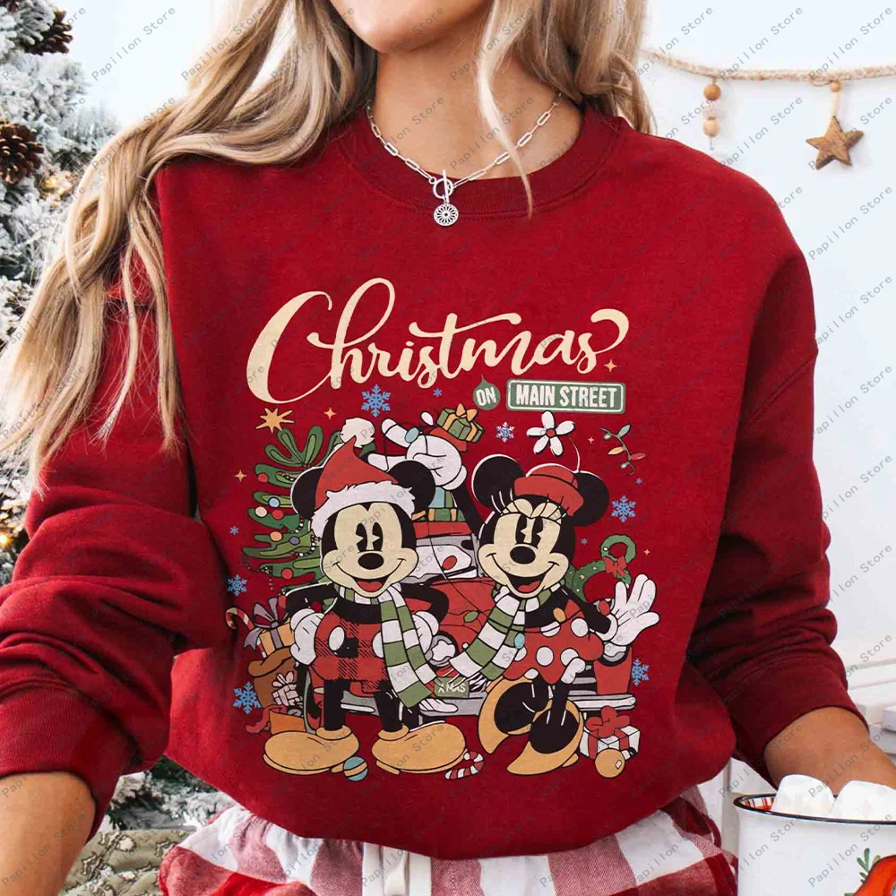 Disneyland Xmas Tee Disney Santa Mickey Minnie Girls Top Cotton hoodie Disney Christmas Tree Merry Party Gift Hot Sweatshirt New