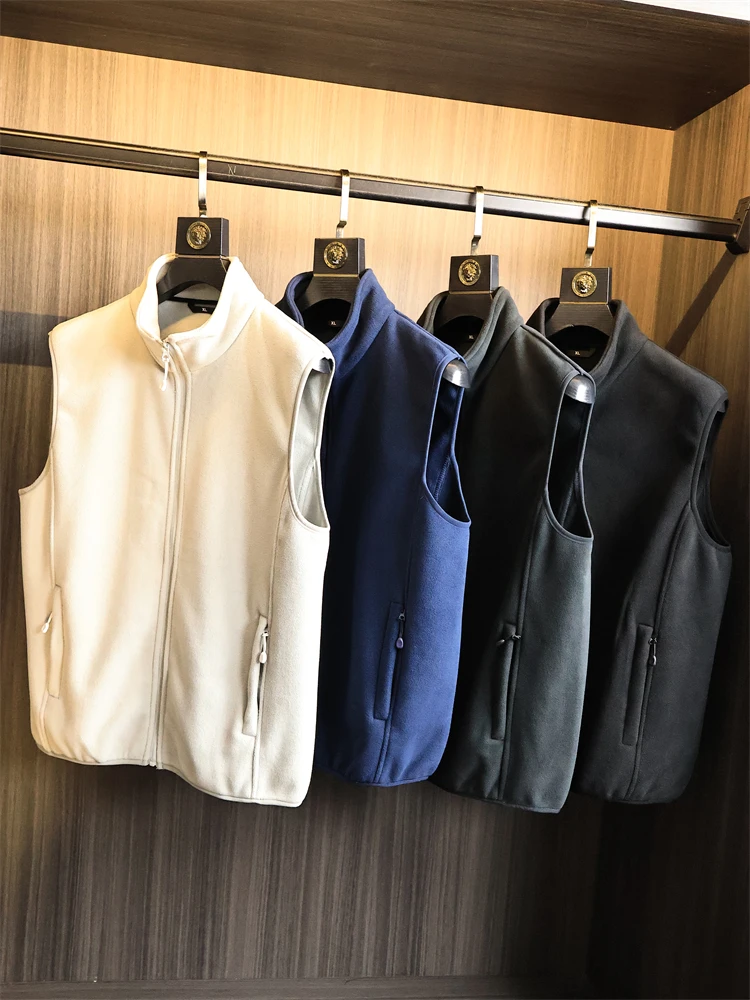 

Outdoor High Densi Windproof Fce Double-sided Men's Vest Stand Collar Sports Leisure Jaet Autumn Winter Faion Urban ...