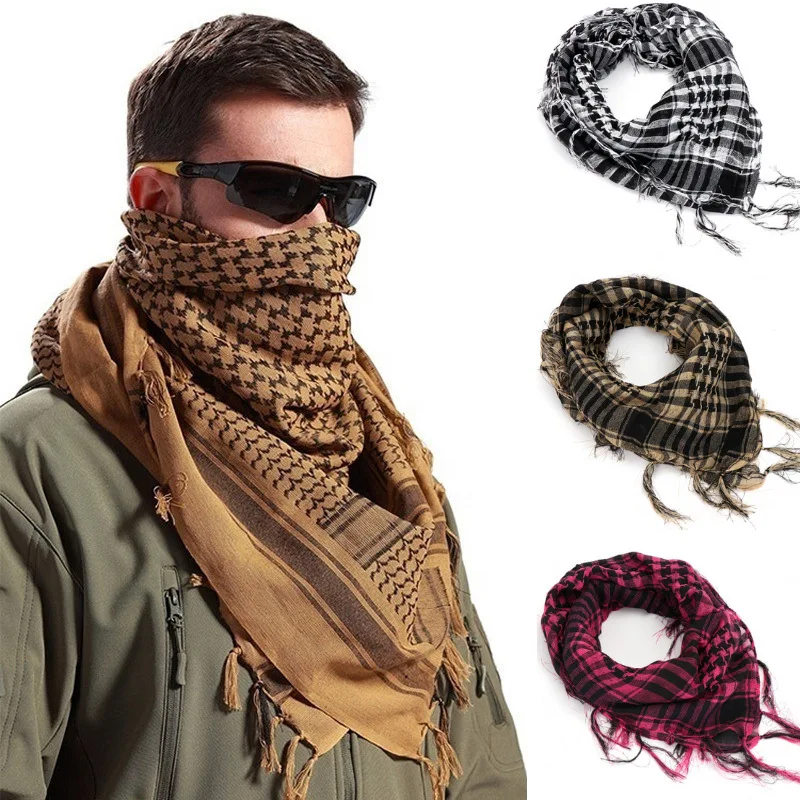 Custom outdoor shawl Arab windproof headscarf East thousand bird plaid camouflage shawl Muslim sunscreen breathable bib