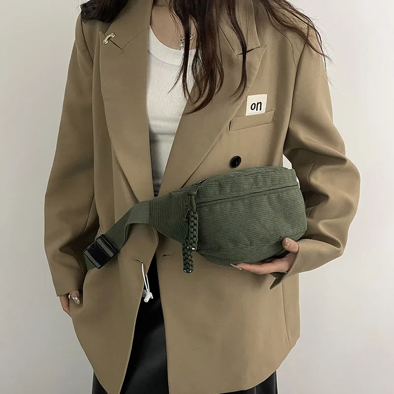 Casual Cord Gürtel Taschen für Frauen Mode Fanny Pack Weibliche Banane Taille Tasche Hüfte Geldbörse Schulter Crossbody Brust Tasche Tasche – Detail 3