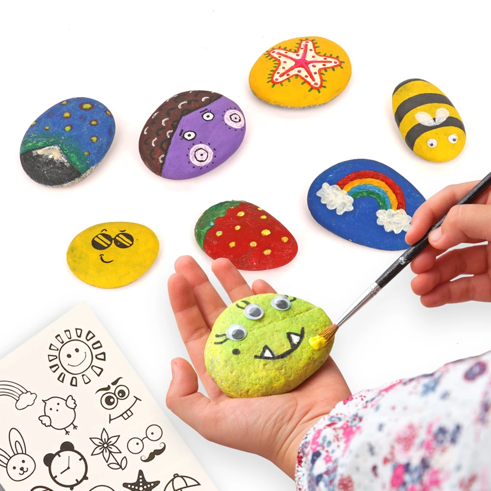 

Painted Stones Set Children Painting Tools for Kids Girl Color DIY Graffiti Children's Drawing Natural Kit