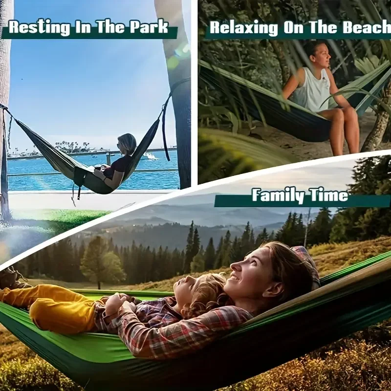 Outdoor Camping Hammock Portable Hammock with Tree Straps Lightweight Nylon Parachute Hammock for Travel Hiking Beach image 4