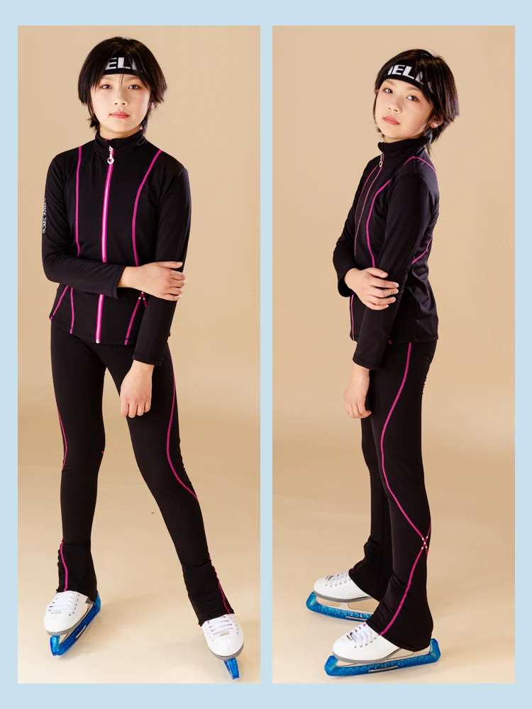 Girl's figure skating suit with thickened wool lining to prevent cold and keep warm. Skating training pants set for winter new