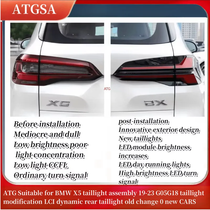 ATG Suitable for BMW X5 taillight assembly 19-23 G05G18 taillight modification LCI dynamic rear taillight old change 0 new CARS