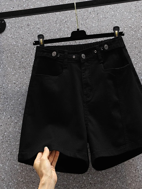 ارتفاع الخصر فضفاضة تناسب رقيقة الدنيم orts واسعة الساق ألف خط السراويل الساخنة صيف جديد Sle حجم كبير جينز ناعم سراويل تقليدية للنساء