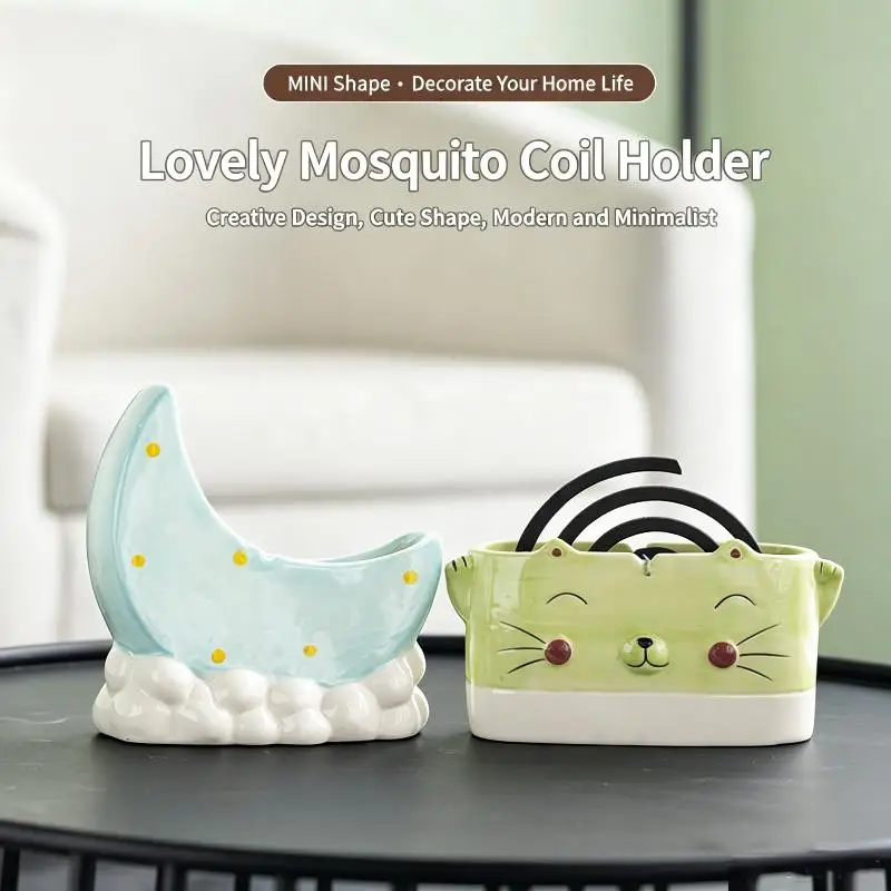 Ceramic Pan Incense Burner For Moxa Stick Sandalwood Mosquito Coil Aromatherapy Burner Indoor Home