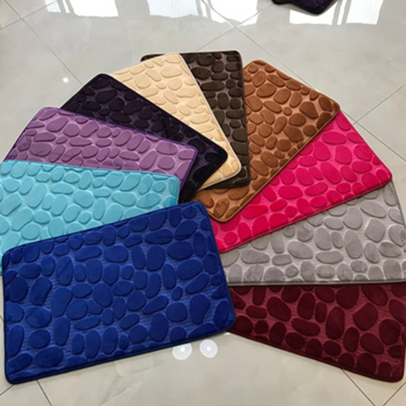 Cobblestone Embossed Bathroom Bath Mat Non-slip Carpets In Wash Basin Bathtub Side Floor Rug Shower Room Doormat Memory Foam Pad