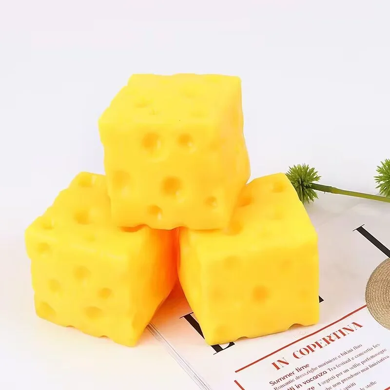 Creative Stress Relief Toy Cheese Squeeze Toy Slow Rebound Ball Toy for Children Holiday Gift Prank Toy Fun Stress Relief