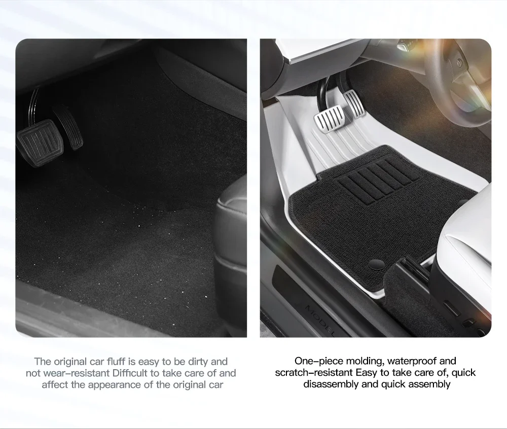 YZ TPE Weiße Fußmatten für Tesla Model Y 3 Highland Juniper Vollständig Umgebende Bodenmatten Kofferraummatte Wasserdicht Rutschfester Teppich – Detail 2