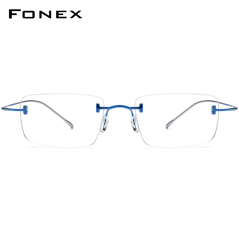 FONEX Titanium Eyeglasses Frame Men Brand Design Rimless Square Glasses High-Quality Frameless Ultralight-Weight Eyewear 85871
