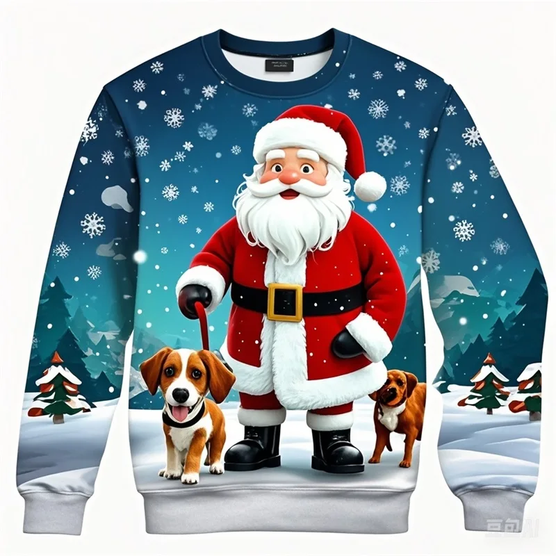 3D Print Santa Claus And Satsuma Graphic Sweatshirts Clothes Men Women Casual Round Neck Hoodie New In Christmas Plus Size Hoody