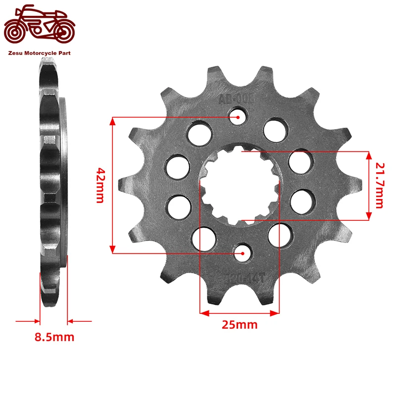 

520-14T 520 14 Tooth Motorcycle 20CrMnTi Front Sprocket Silent Sprocket For Kawasaki KLX 250 S9F 2009-2020 250 D-Tracker X 08-16