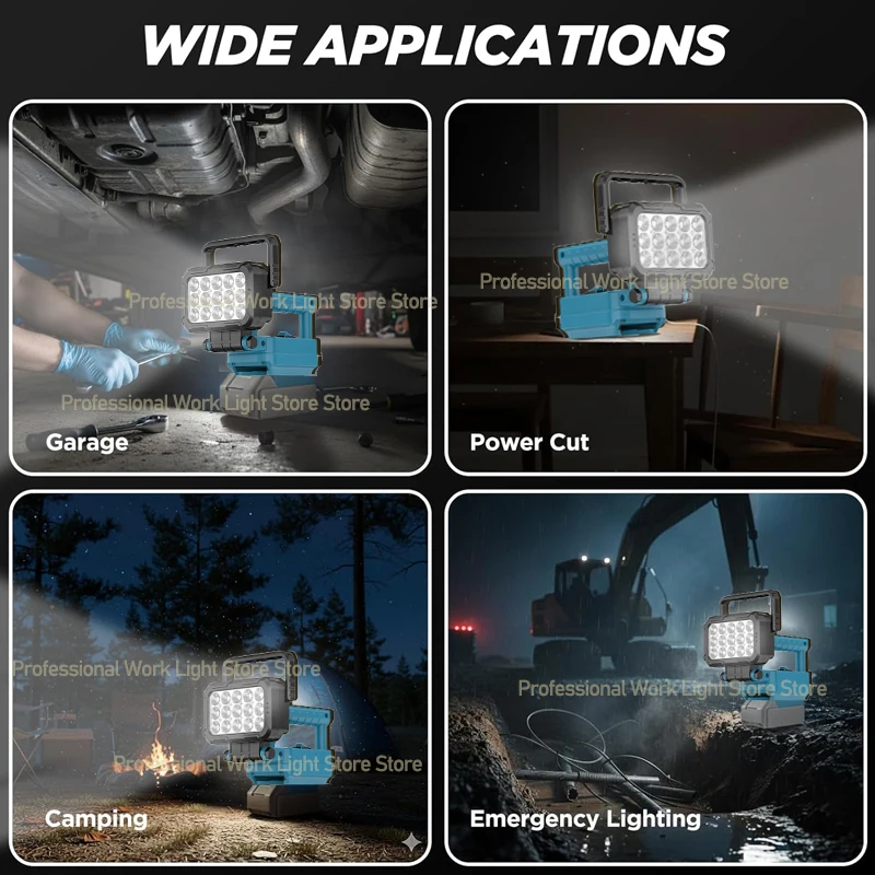 LED Work Light For Makita 18V Battery Cordless Camping Lights Portable Flood Lamp Flashlight Power Tool Accessory