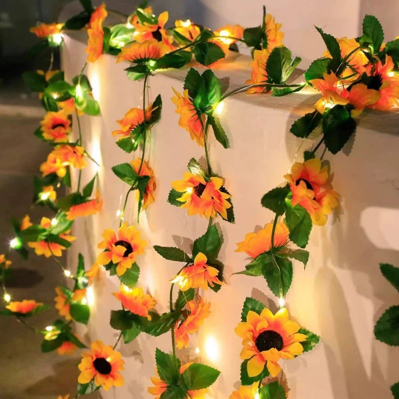 20/50/100 LEDS Sunflower String Lights Solar Powered Fairy Lights for Home Party Holiday Arrangement Scene Outdoor Decoration