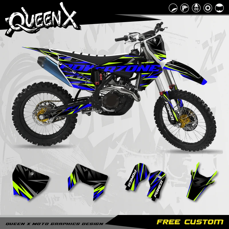 QUEEN X MOTO Holographic Graphics Background Decal Stickers For Husqvarna 2019 2020 2021 TC FC TX FX 2020 2021 2022 2023 TE FE