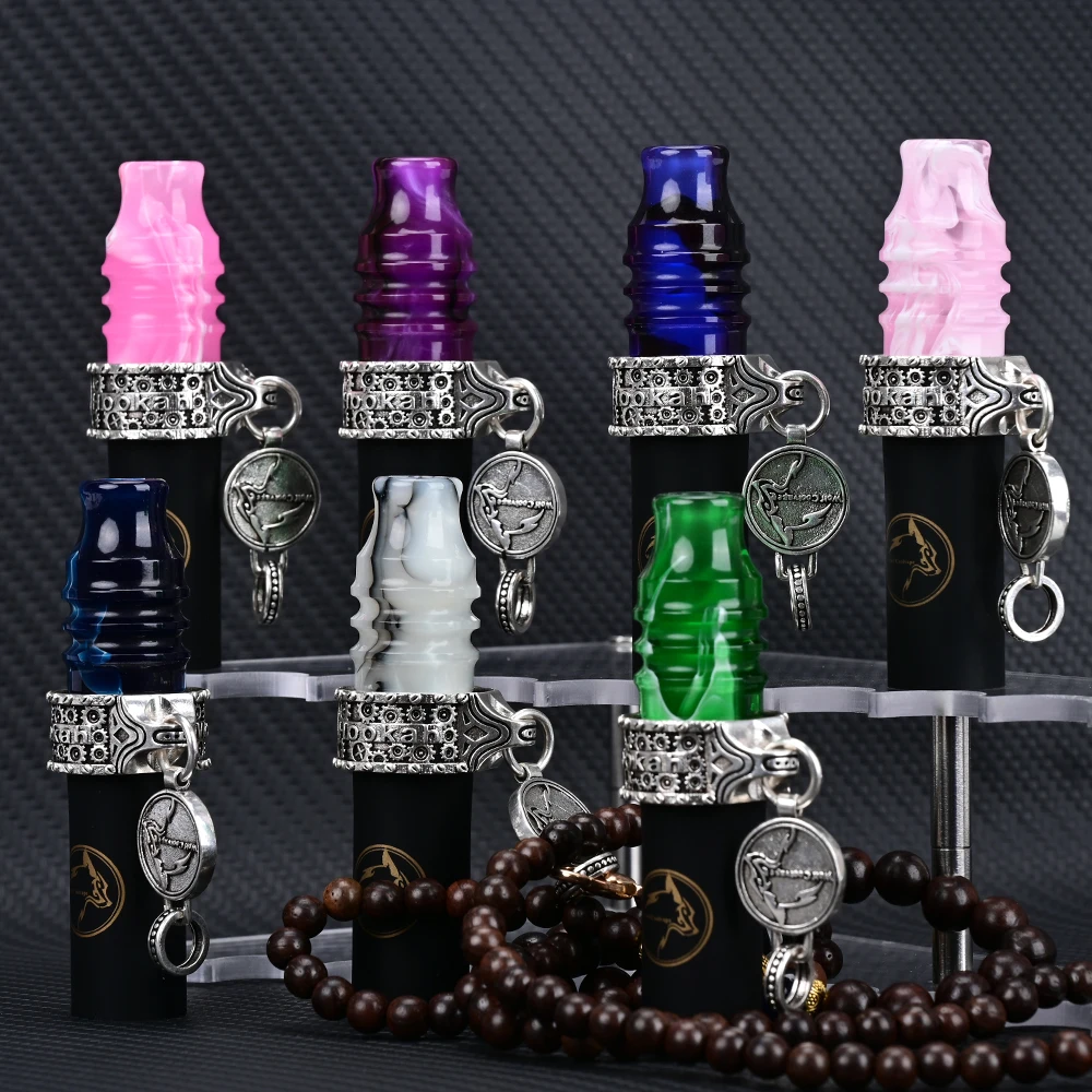 

Wolfcoolvape 100% Original new Arabic hookah mouthpiece multicolor resin bronze silver retro wooden chain Hookah Mouthpieces