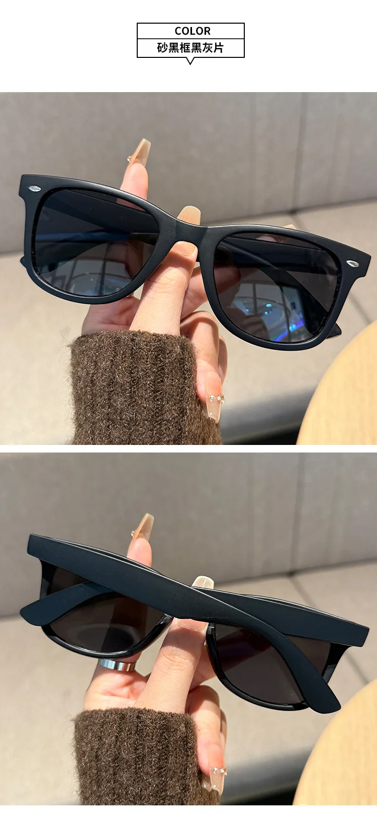 Vintage quadratische Sonnenbrille für Damen und Herren, rechteckige Sonnenbrille, ovale Brillen, Sonnenbrille für Männer und Frauen – Detail 12