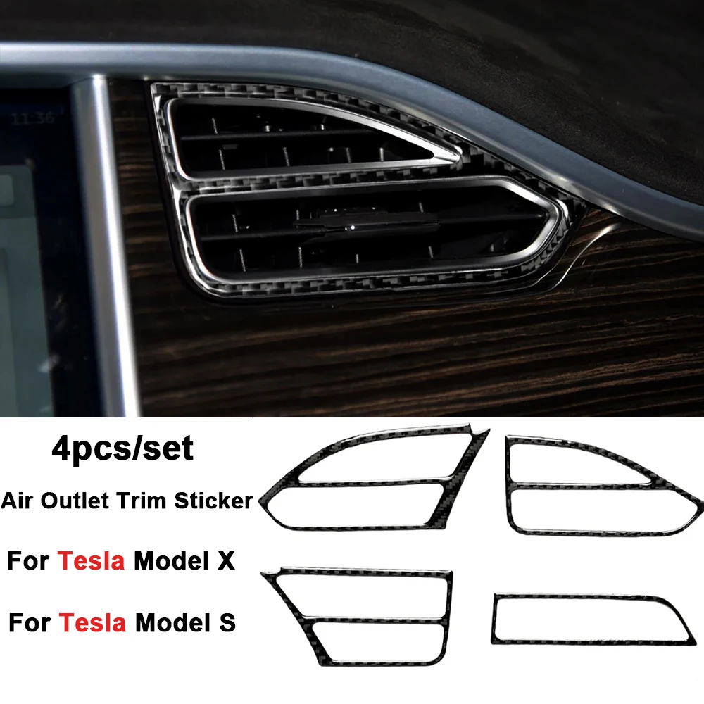 

Наклейка на решетку вентиляционного отверстия для Tesla Model X ABS из углеродного волокна, Центральная решетка вентиляционной консоли для Tesla Model S, аксессуары для интерьера автомобиля