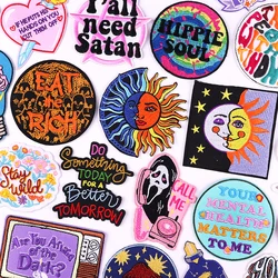 Cartoon/Letter ricama Patch Sun Moon Patch Iron On Patch per abbigliamento toppe termoadesive su vestiti Punk Ghost stiring S