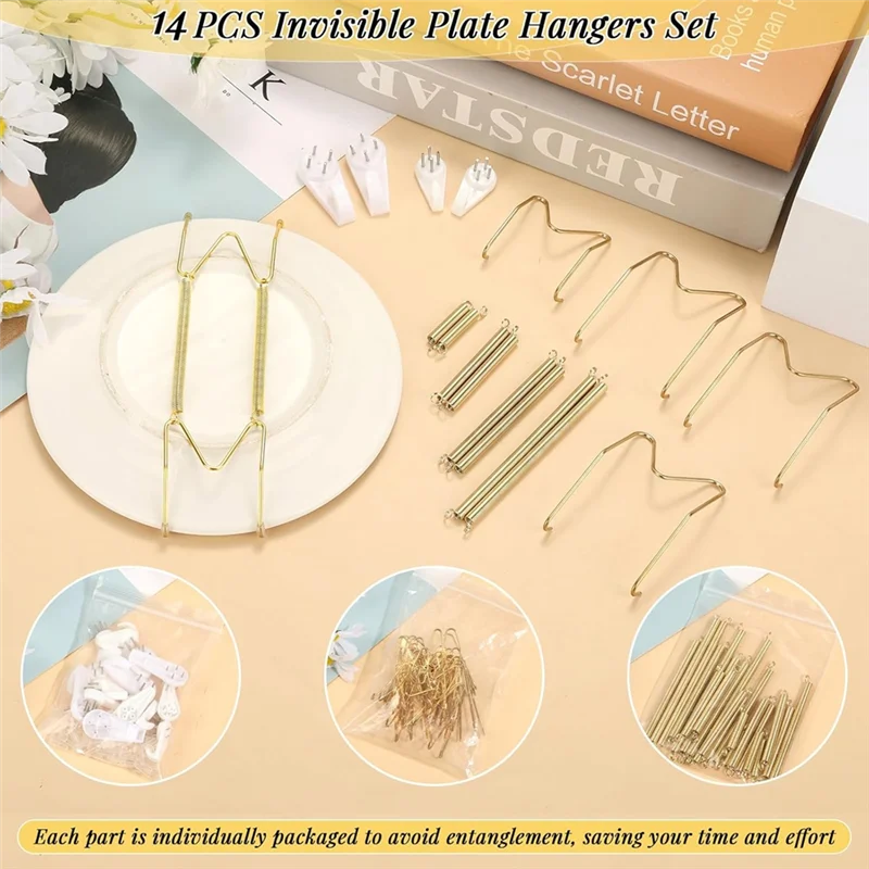 شماعات حائط ABKO-Plate للعرض - شماعة أطباق مقاس 6/8/10/12 بوصة، للوحات والفنون المزخرفة مقاس 5.5 إلى 12.5 بوصة
