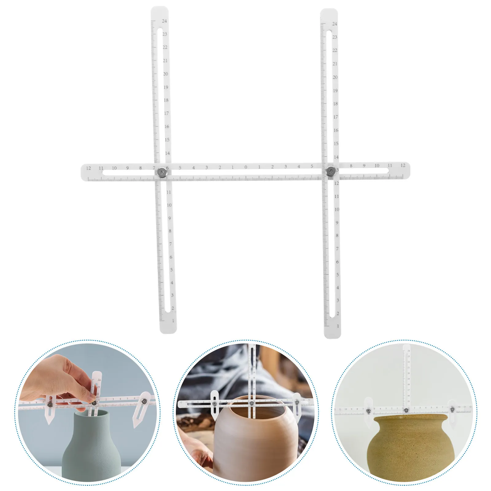 

1Set Versatile Pottery Throwing Gauge Multi-Function Ceramic Measuring Tool for Diameter Height Thickness Length Clay Ruler