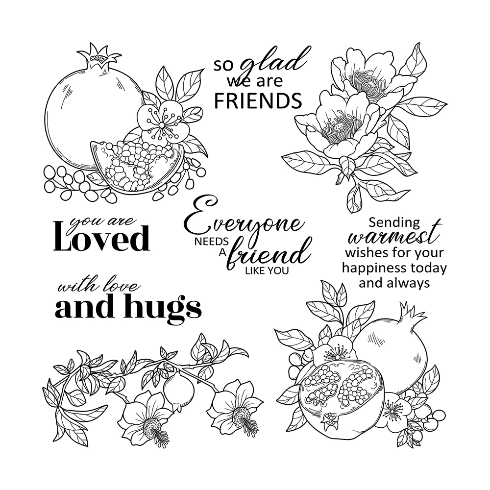 Mangocraft Sweet Pomegranate Fruits Clear Stamp Harvest DIY Scrapbooking Supplies Silicone Stamps For Card Making Albums Decor