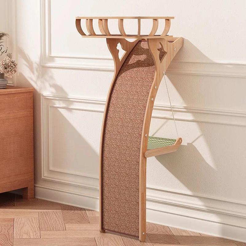 Moderne Houten Muur Krabpaal Ontwerpers Nordic Scratcher Krabpaal Schraper Mat voor Katten voor Huisdier Producten Columpio Gato FYCT