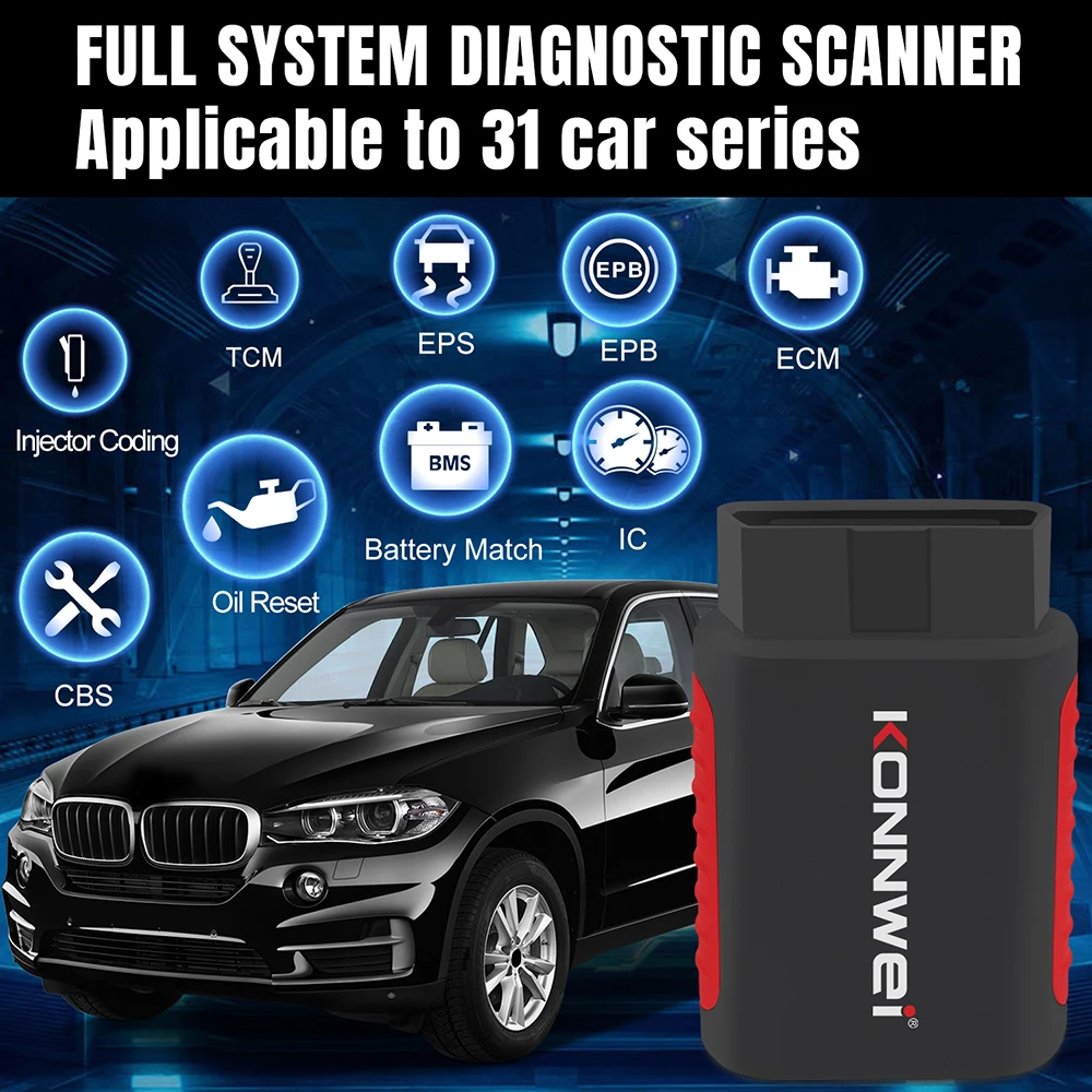 KONNWEI KDIAG MINI 2023 sistema completo Scanner automatico Reset SAS EPB Service programmatore ECU OBD OBD2 strumento diagnostico per Auto pk