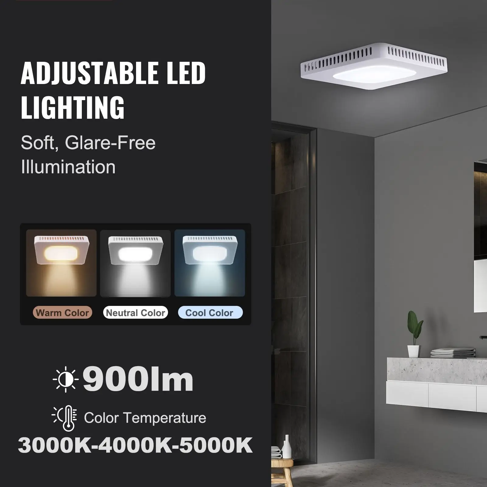 Bathroom Exhaust Fan, 110 CFM High-Efficiency Ventilation, 1.5Sones Low Noise Operation All-Copper Motor, Energy-Saving