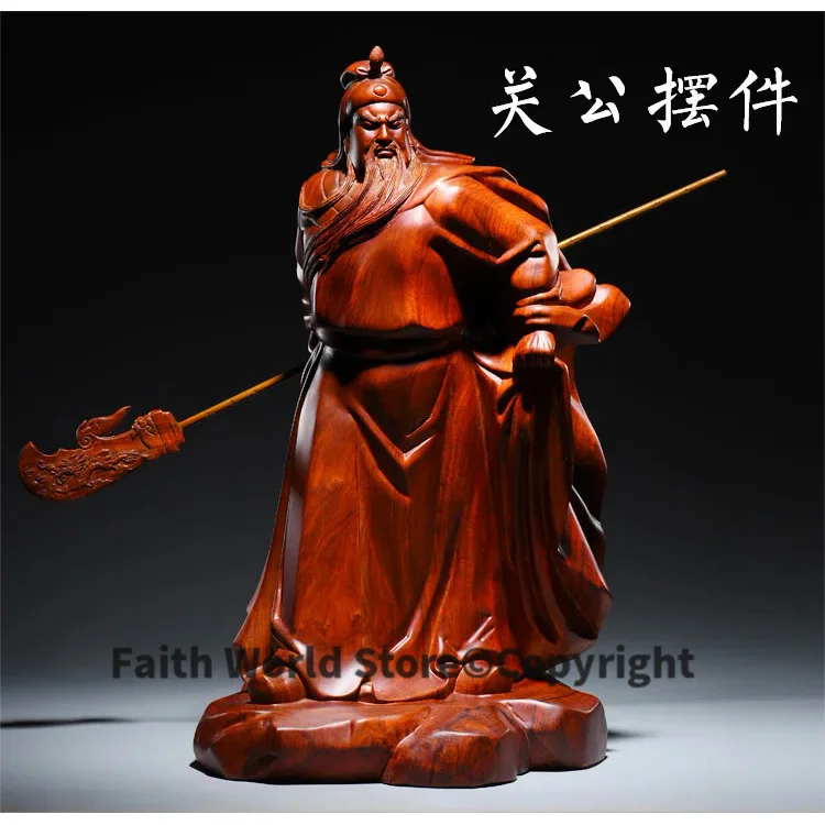 40cm Large HOME SHOP business Talisman Money Drawing Martial God of wealth Guan gong Guan di Rosewood HAND carving art statue