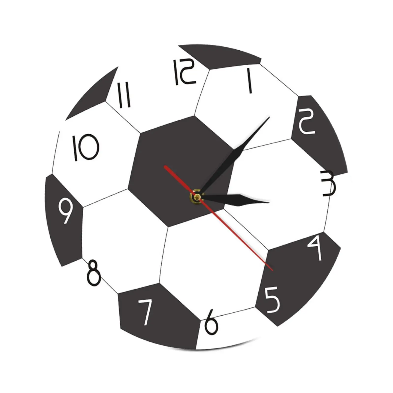 Wall Clock 12 inch Soccer Design Creative Sports Theme Decorative Quiet Movement for Bathroom School Bedroom Home Decor