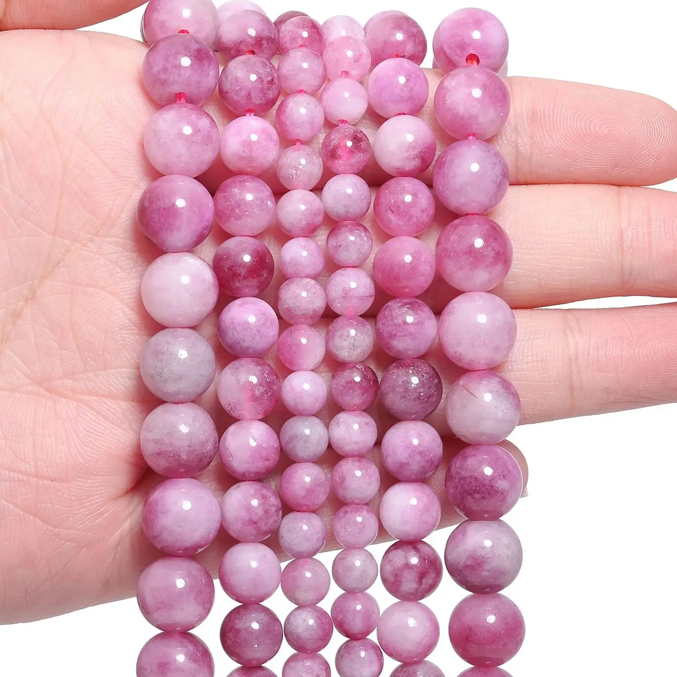 6/8/10mm Plum Blossom Tourmalin Jade Stone Beads Round DIY Charms Bracelets Loose Beading For Jewelry Making Accessories