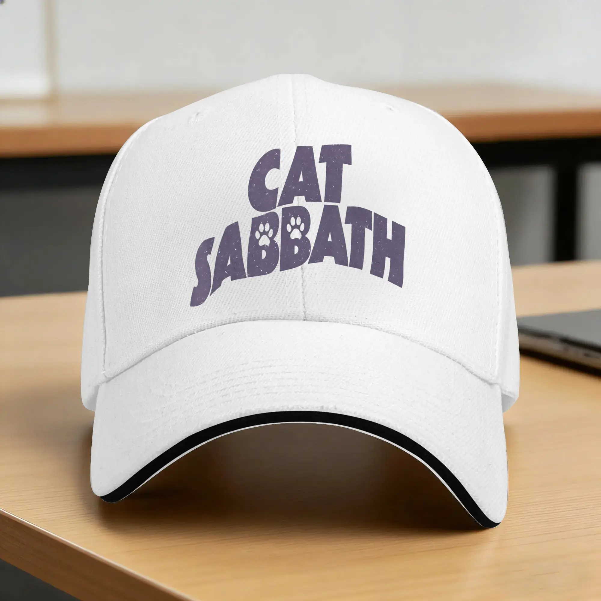 Funny Cat Sabbath Heavy Rock Music Pun Sun Baseball Cap Summer Men Women  Print Trucker Hat Wholesale Casual Hippie Baseball Cap