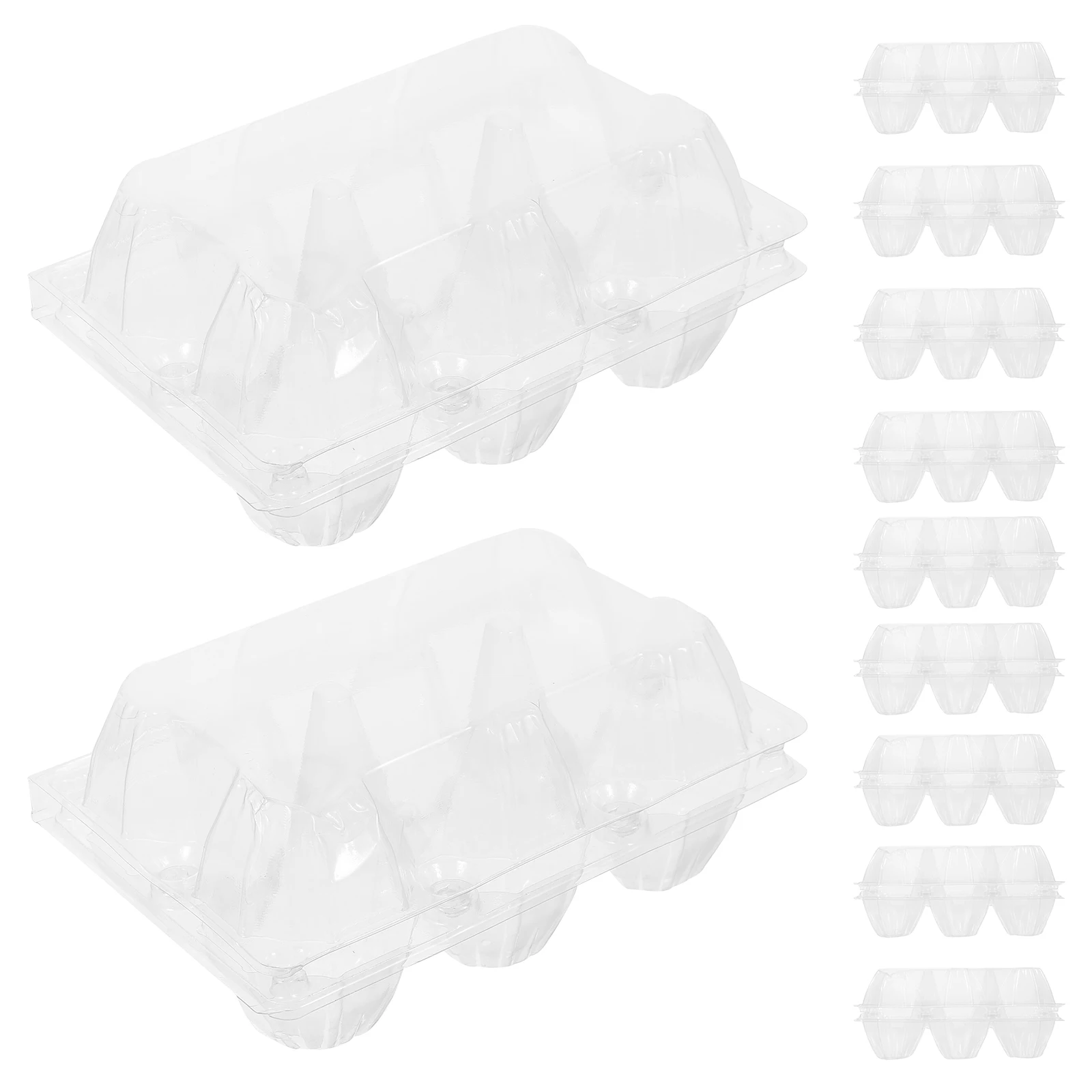 

50pcs 6 Pieces Egg Carton Packaging Box Medium Size Reusable PVC Material Egg Holder for Storage Kitchen Fridge Container