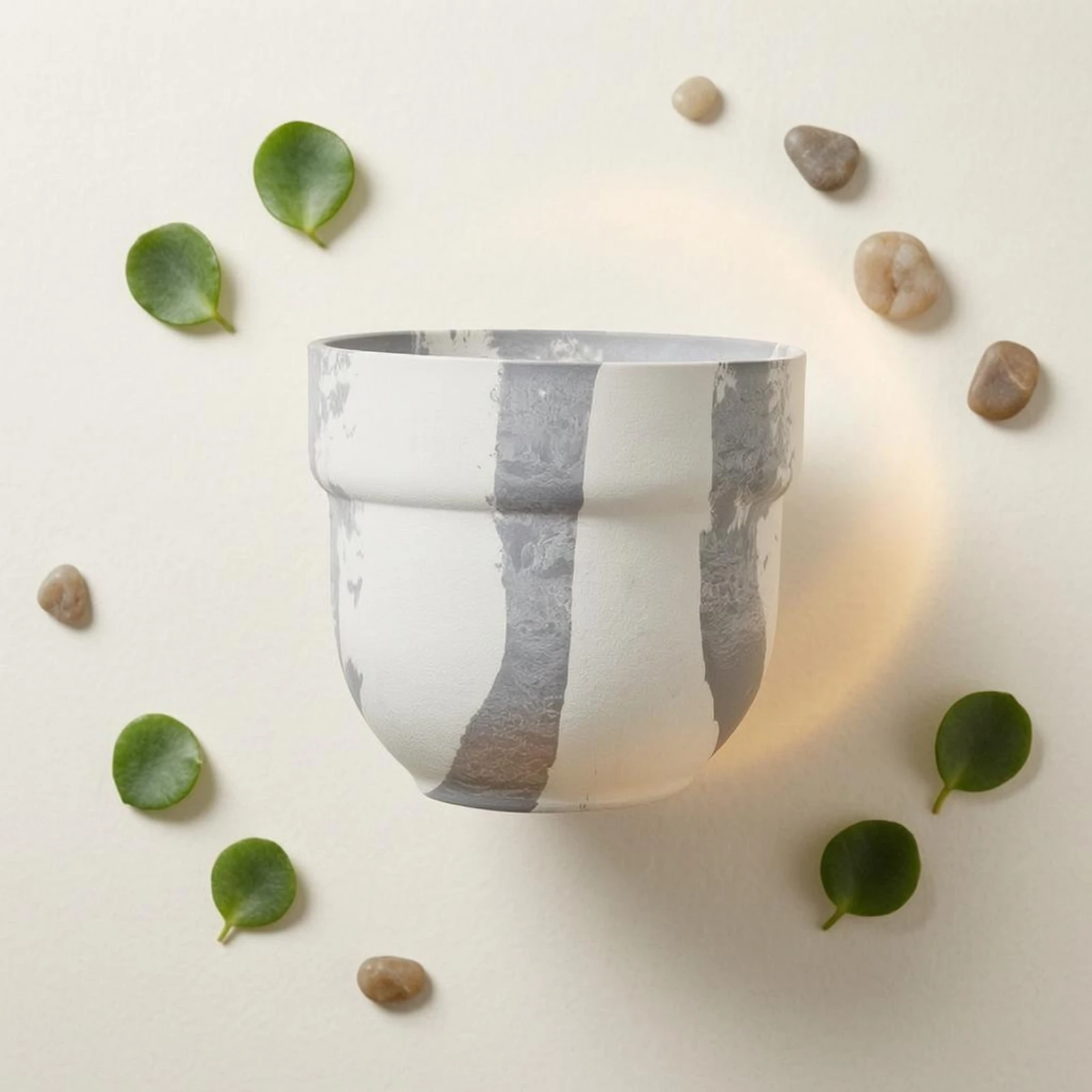 Resin Flower Pot Flared Rim Stone-Look Flower Pot Garden Decor Textured Home Decoration Indoor Outdoor Use