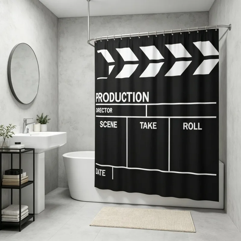 Movie Set Director Scene Take Roll Film Production Shower Curtain Bathroom Decor Novelty Gift