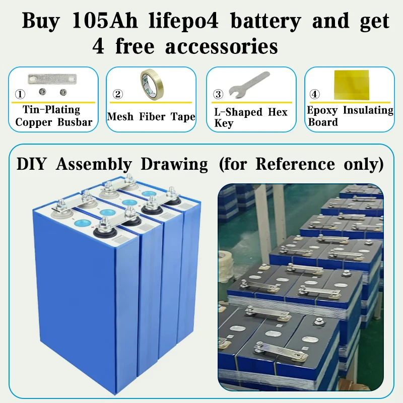 3.2V 320Ah 280Ah 105Ah LiFePO4 Rechargeable battery DIY 12V 24V 36V 48V for Electric car RV Solar Energy Golf Cart TAX FREE