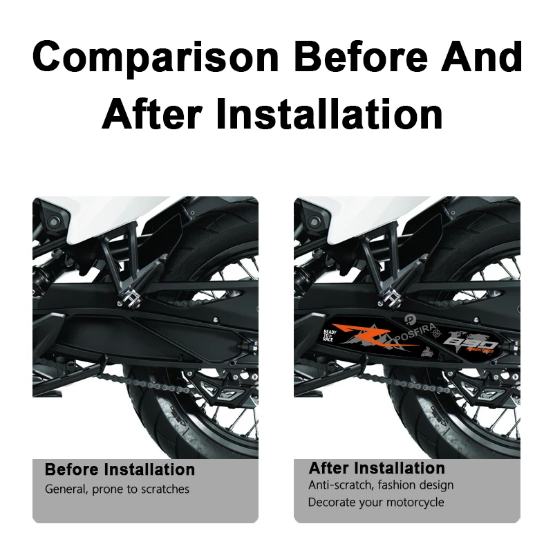 POSFIRA Motorcycle Swingarm Stickers Vinyl Decals for KTM 890 Adventure R 2021 2022 2023 2024 2025 Swing Arm Accessories