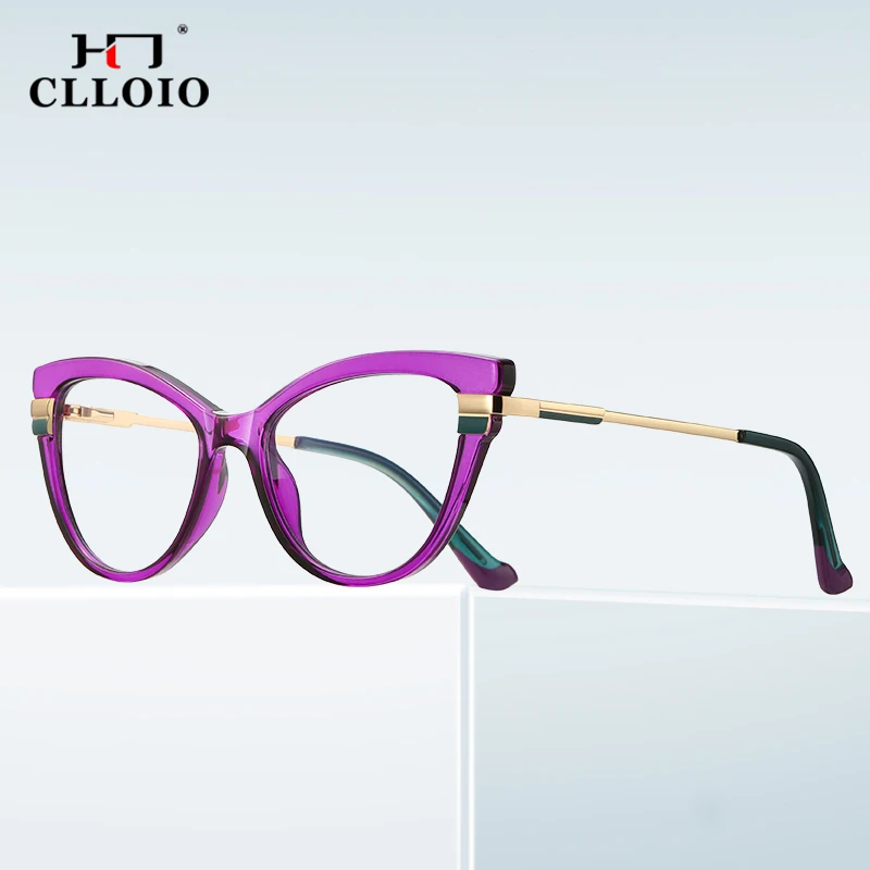 

CLLOIO New Fashion Women Cat Eye Prescription Glasses Frame Anti Blue Light Blocking Optical Eyeglasses Myopia Hyperopia Eyewear