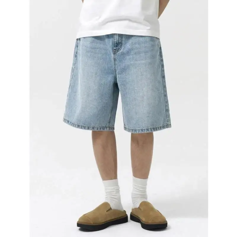 

Men's Denim orts Flat Weave Men's Faion Spring Retro Sle Ciwalk Nine-Piece Pants Large Size Slight Elastici