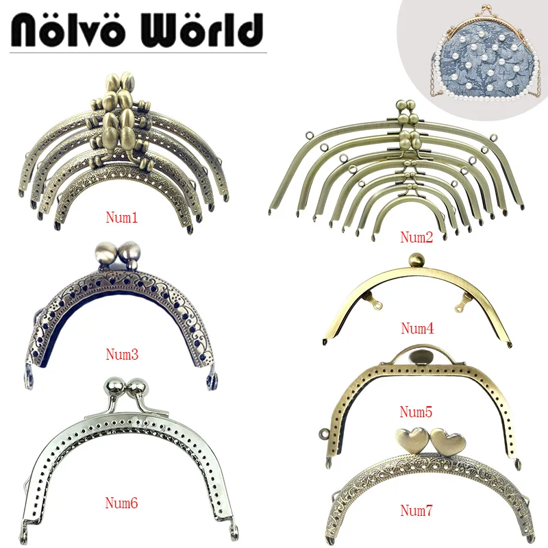 

10 PCS Light Gold Silver Bronze Metal Kiss Clasp Lock for Handbags Arc-shaped Purse Embossed Handle Kiss Frame DIY Accessories