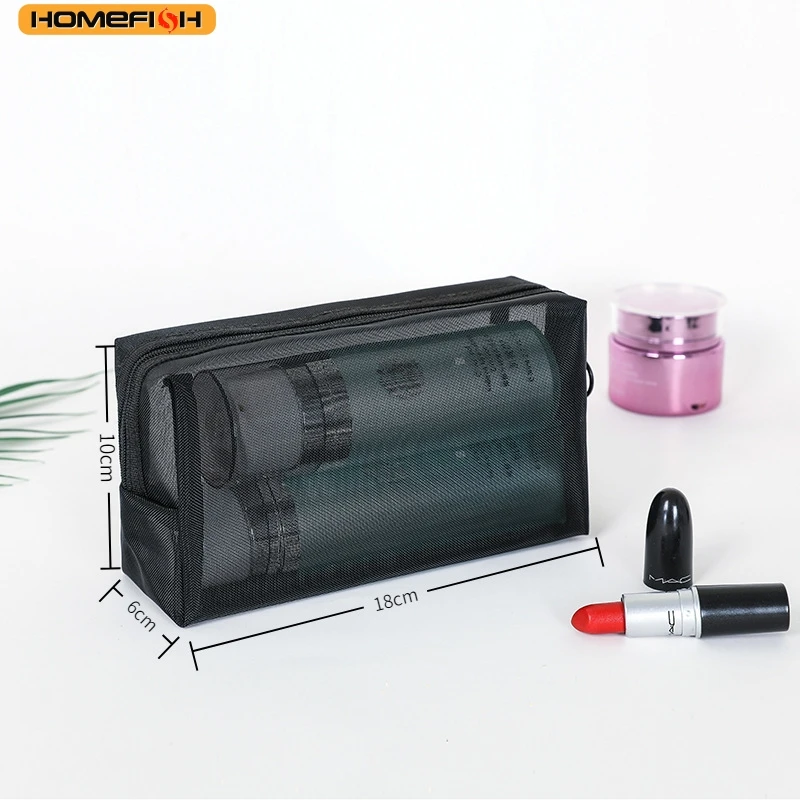 HOMEFISH Bolsa Cosmética Transparente Respirável, Lavável, Dobrável, com Zíper e Grande Capacidade